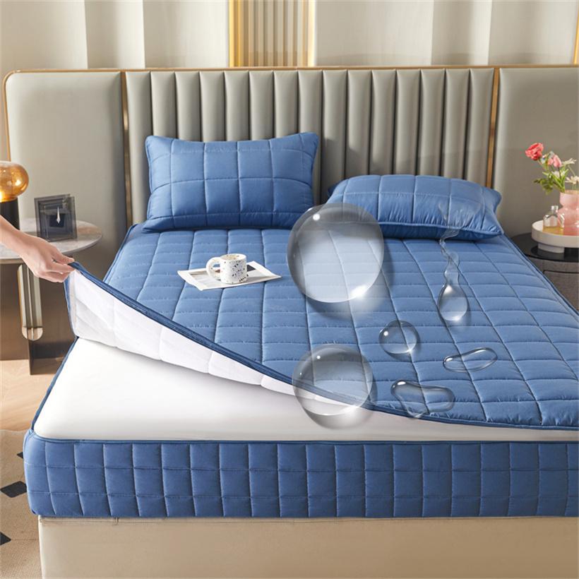 

Водонепроницаемый шестисторонний полностью закрытый чехол для матраса с застежкой-молнией, утолщенное стеганое покрывало, защитный чехол для матраса, простыня на резинке с татами 180x200x20cm синий