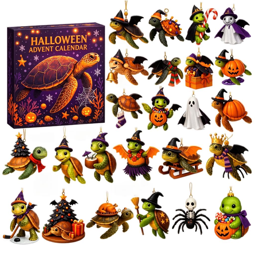 Turtle Halloween Advent Calendar 2026, Day Countdown with 2D Acrylic, for Kids, Teens and Adults
