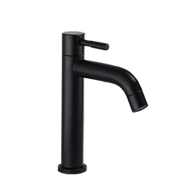 TLXT Black 304 Stainless Steel Single Cold Basin Faucet