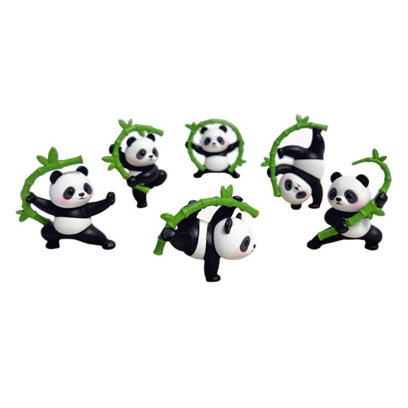 Panda Martial Arts Figurine Set With Pvc Material For Office Desk Decor And Projects