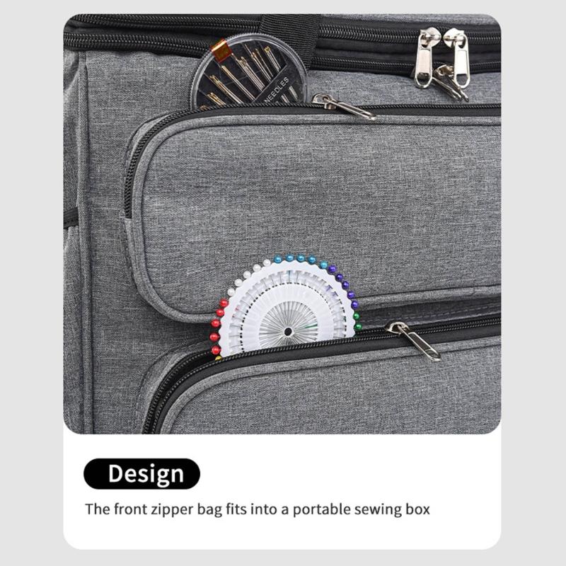 Practical Oxfords Fabric Sewing Accessories Case with Shoulder Strap Foldable Design For Handmade Craft Storage