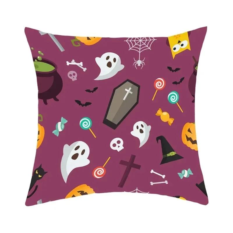 

Halloween decoration cushion pumpkin skull pillow sleeve is suitable for home living room sofa waist cushion bedroom decoration 16x16Inch