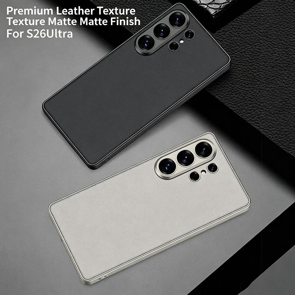 HANNUO Leather Cases for Samsung Galaxy S26 Ultra Plus Case Matte Full Protect Cover Shell Magnetic Protector Luxury Phone Cover