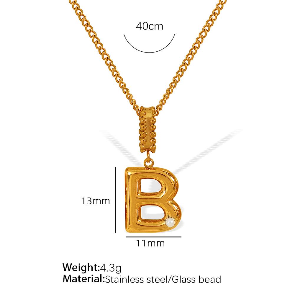 18k Gold-Plated Titanium Steel Bubble Letters Necklace for Women