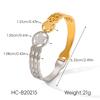 Gold and Silver Two-tone Stainless Steel Star Bangle, Instagram Style Wide Band Titanium Steel Open Bracelet