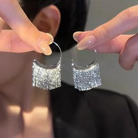 Super Glitzernde Zirkon Quastenohrringe - Vintage Koreanischer Influencer Stil 2025 Trend