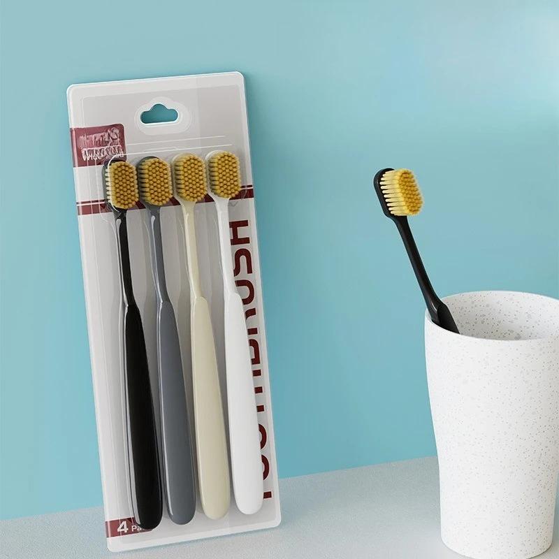4Pcs/set Adults Soft Bristled Wide Toothbrush Cleaning Home Toothbrush for Couples Manual Toothbrush Accessories Simple Gingival