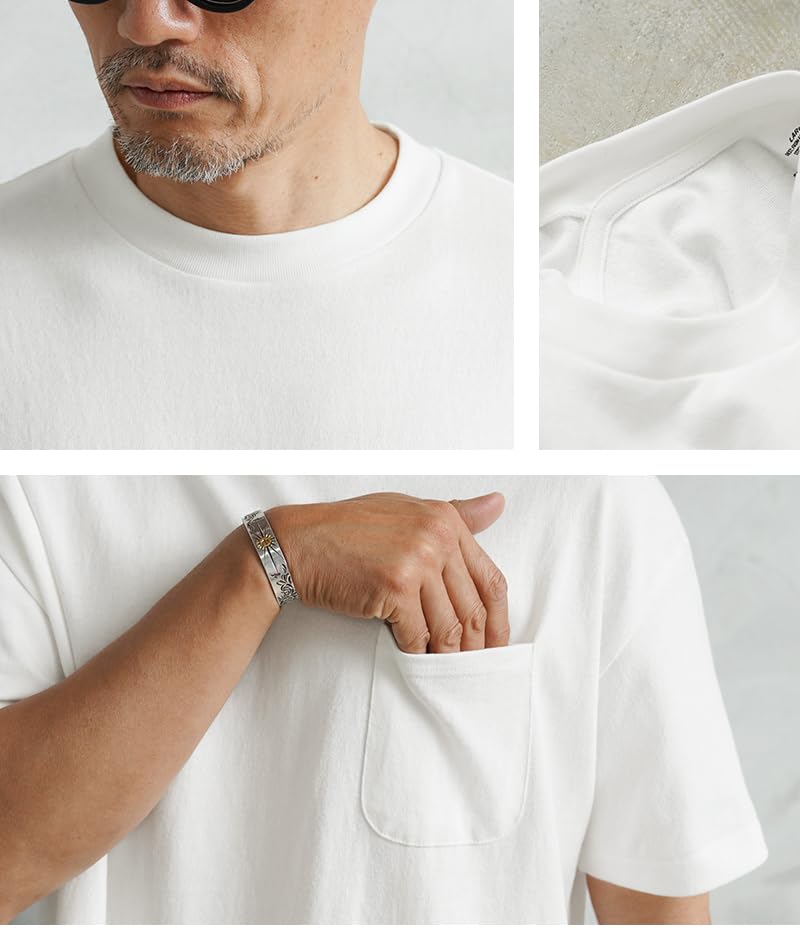 WAIPER Crew Neck Short Sleeve Pocket Made In Japan 1-Pack T-Shirt, [WP1110] (JP, Alphabet, XL, Black)