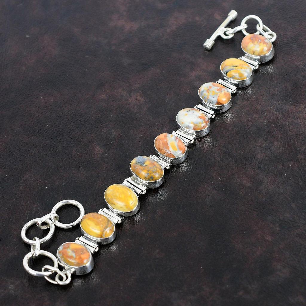 Maligano Jasper Bracelet Handmade Bracelet Natural Gemstone Jewelry 925 Sterling Silver Bracelet Adjustable Chain Bracelet Engagement Gifts