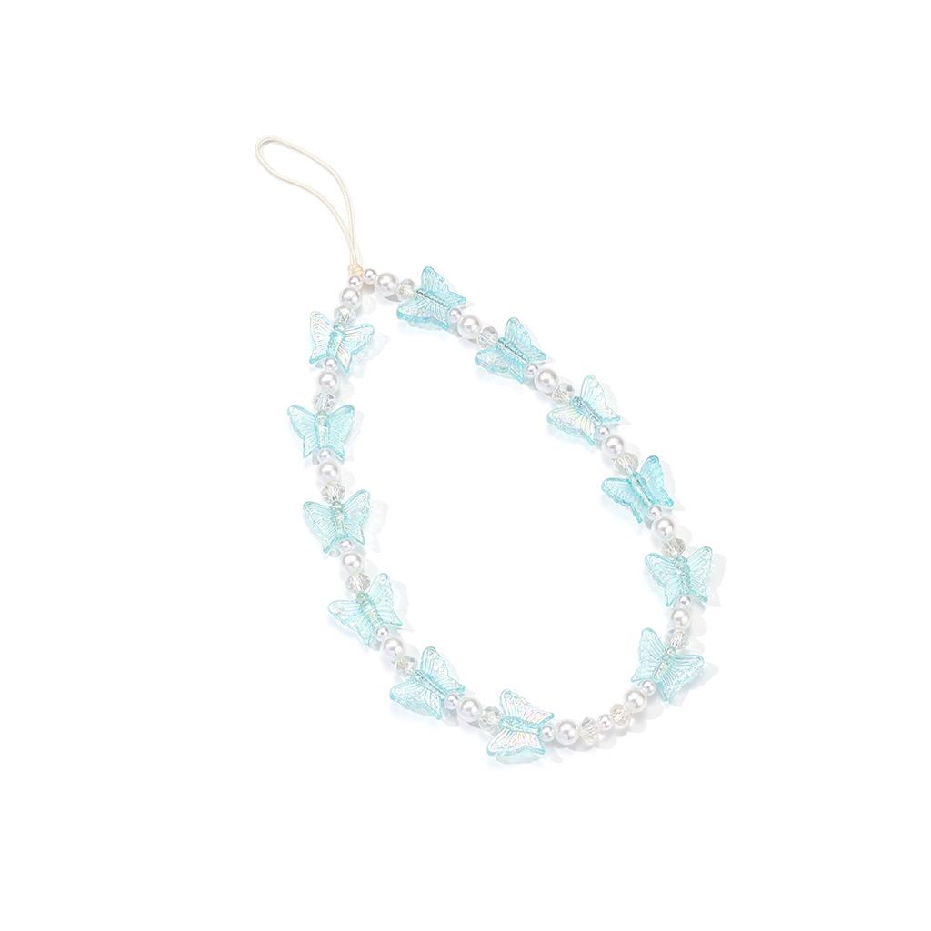 Handmade Colored Acrylic Butterfly Beaded Mobile Phone Chain Wholesale Personalized Wrist Anti-loss Pendant Pendant