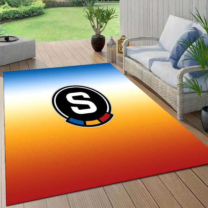 Tappeto Quadrato con Fantasia a Quadri AC Sparta Prague, Tappeto da Area, Tappeto per Soggiorno Camera da Letto Divano Sala Giochi Decorazione, Tappetino Antiscivolo