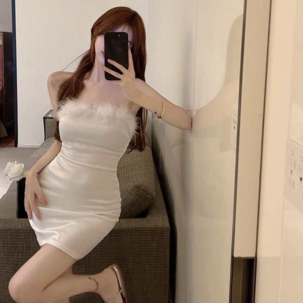 Pure Desire Style Temperament One Shoulder Tube Top Hip Dress Female Autumn Sexy Hot Girl Slim Short Skirt