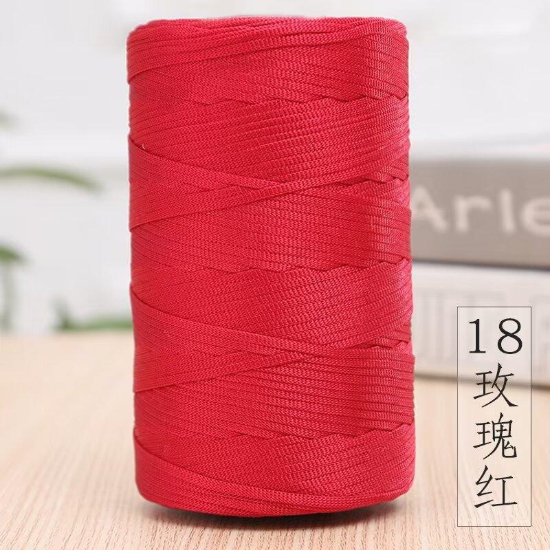 Mercerized Cotton And Linen Flat Belt Thread Light Body Ice Silk Thread Hand Crocheted Diy Hook Bag Hat Seat Cushion Hollow Thread