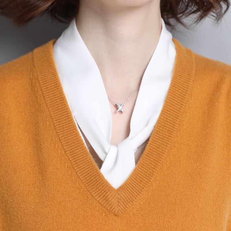 Hengyuanxiang Women's V-Neck Thick Cashmere Thermal Vest