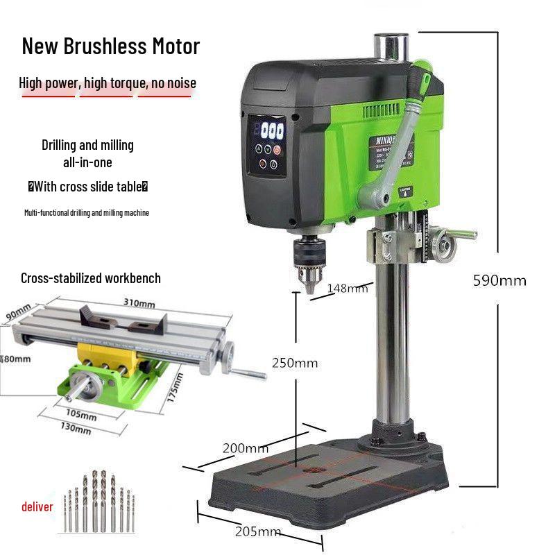 Multifunctional Desktop Electric Drill Press with Digital Display, 220V Industrial Grade Bench Drill for Household Use.