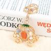 Pumpkin Carriage Keychain Fairy Tale Pumpkin Coaches Key Ring with Rhinestones Enamel Sparkling Car Accessory for Women Girls