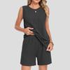 Women Sleeveless Crew Neck Tank Top and Shorts Set with Pocket Relaxed Fit Two Piece Outfits for Daily Wear