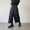 Yohji Yamamoto Pánské černé bojovnické kendo kalhoty-sukně – Rovný široký střih pro jaro a podzim