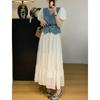 Women's Denim Two-Piece Dress for Summer 2026: Slimming, Petite Fit with Short-Sleeved Jacket and Mid-Length Skirt.