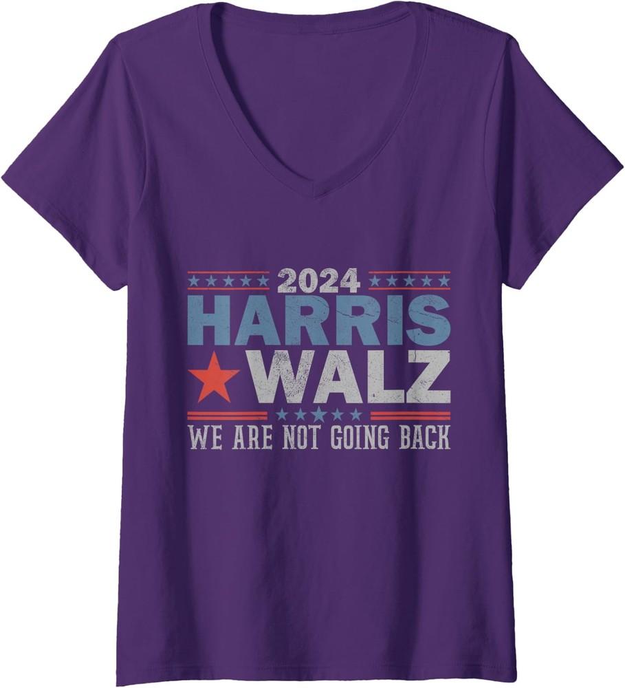 Harris Waltz 2024 We re Not Going Back Walz Kamala Ladies  V-Neck Tshirt Unisex T-Shirt XL
