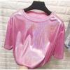 Loose Shirt Women's Sparkle Reflective Short Sleeves