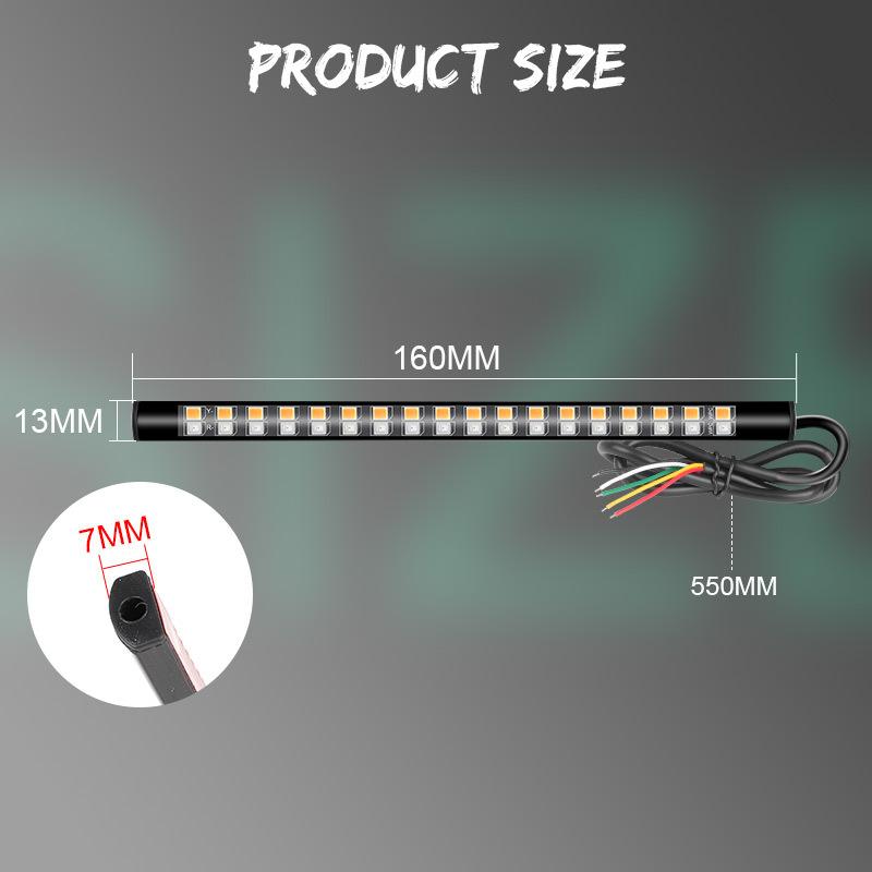 Flexible Motorcycle Rear Brake Light LED 12V DRL Turn Signal Lamp Stop Taillight 3-in-1 Flowing Indicator Light for Cafe Racer