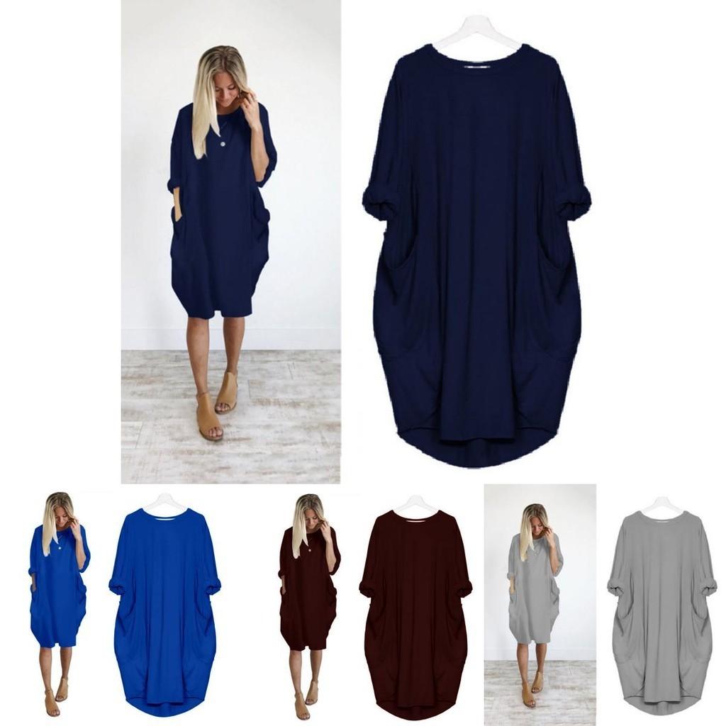 Elegante Damen Stretch Locker Baggy Pullover Oberteile Mit Taschen Für Perfekten Party-Look