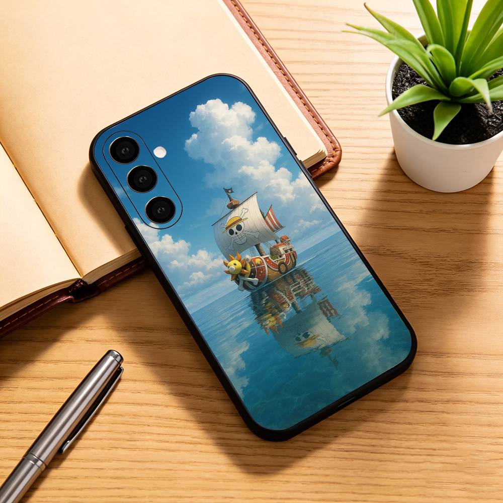 Luffy Straw Hat Calm Ocean Straw Hat Phone Case For Samsung Galaxy A73,A72,A71,A70,A53,A52,A51,Others Soft Black Cover