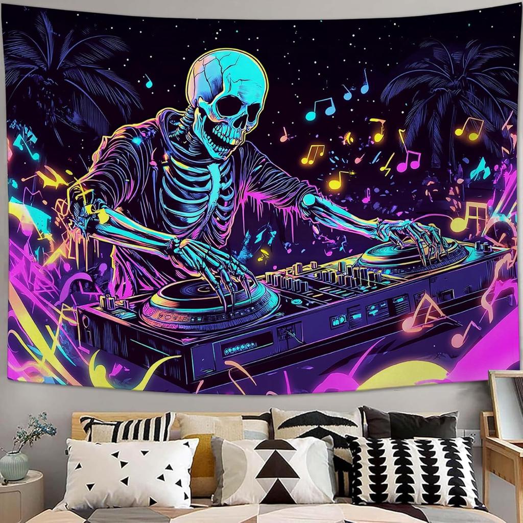 Skeleton Lovers Tapestry Floral Skull Aesthetic Tapestries Horror Gothic Hanging Wall Art Decor Home Decoration for Bedroom Livi