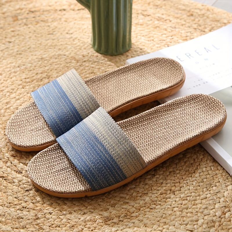1 Pair Linen Slippers - Breathable, Sweat Absorbent, Non-Slip EVA Sole for Indoor House Shoes, Casual All-Season Wear