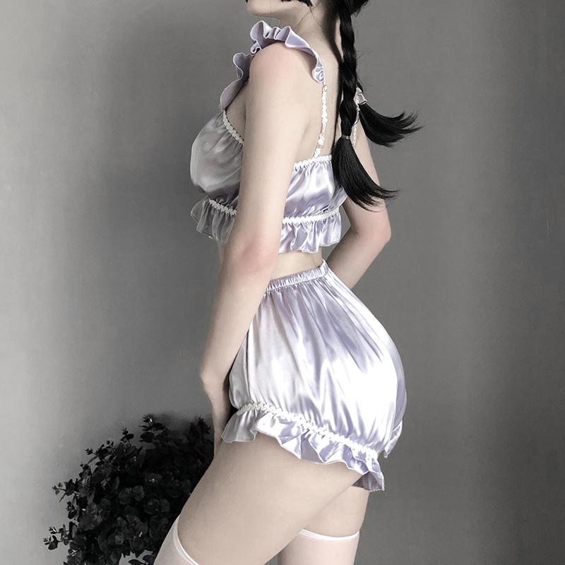 Lenjerie sexy Încântător stil de curte. Costum de uniformă de servitoare pentru jocuri de rol, fără spate