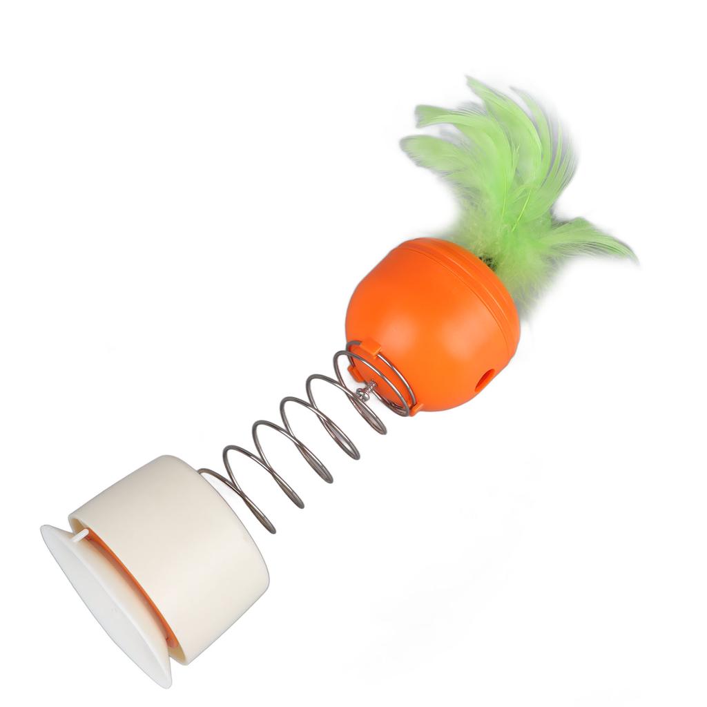 Kattegodbitdispenser Fjærleke Interaktiv Kattefôrutdelende Teaserleke med Elastisk Fjær