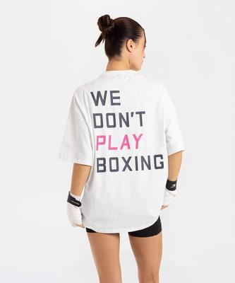 BOXRAW We Dont Play Boxing Oversized T-Shirt - Women'S W Bxrw-U-Wdpbt-W [White/Pink] (Type A)