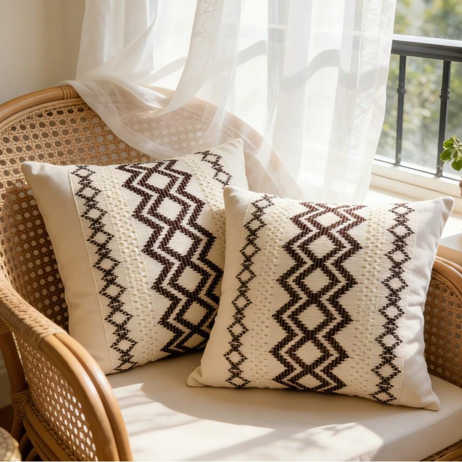 Boho Throw Pillow Covers Farmhouse Rustic Couch Decorative Pillowcase Summer Retro Woven Cushion Covers for Home Bed Chair Decor