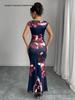 European & American Sleek Sleeveless Printed Bodycon Sheath Dress