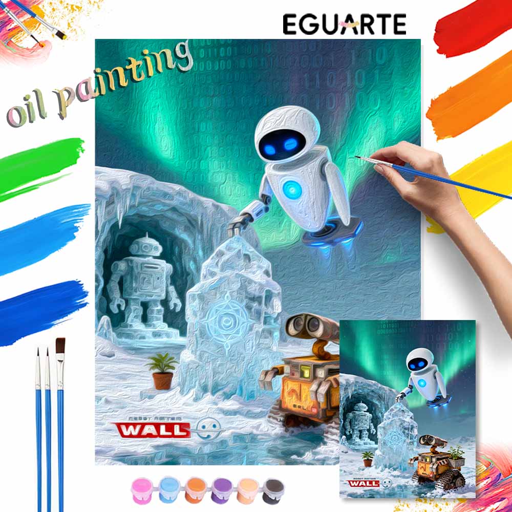 Disney Robot Love Scene Oil Paint Digital Painting Art Kit FillIn Painting Home Decor