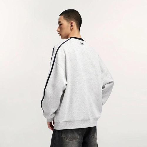 Li Ning LiNing Comfortable Casual Simple Loose Pullover Sweatshirt Unisex Gray