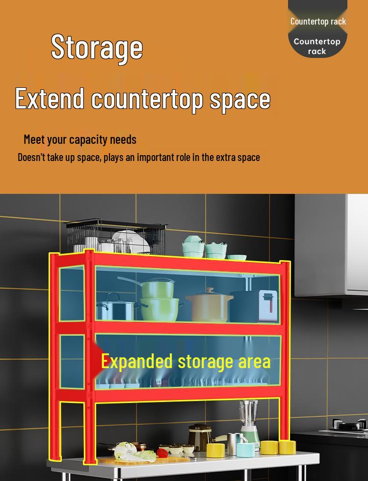 Stainless Steel Multi-Layer Kitchen Shelf & Countertop Storage Rack