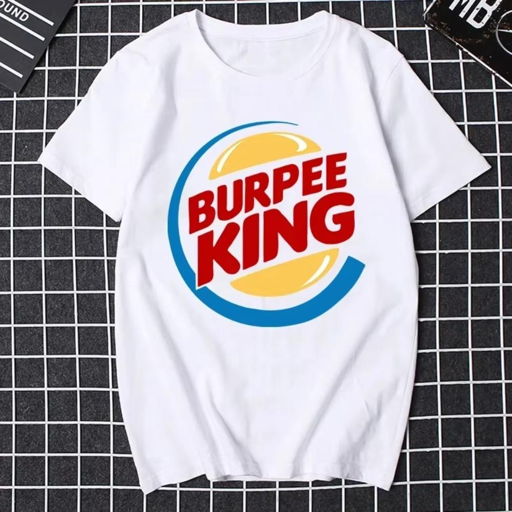 

Men s T-shirt Crossfit Workout Burpee King Letter Printed T-shirt Boyfriend Husband Dad Funny Men s Summer Short Sleeved S белый