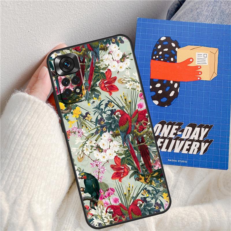 Garden Birds Vintage Tropical FLORAL Funda For Xiaomi Redmi Note 13 Pro 14 9 10 11 12 9S 10S 11S 12S Redmi 13C 10C 12C 14C Case