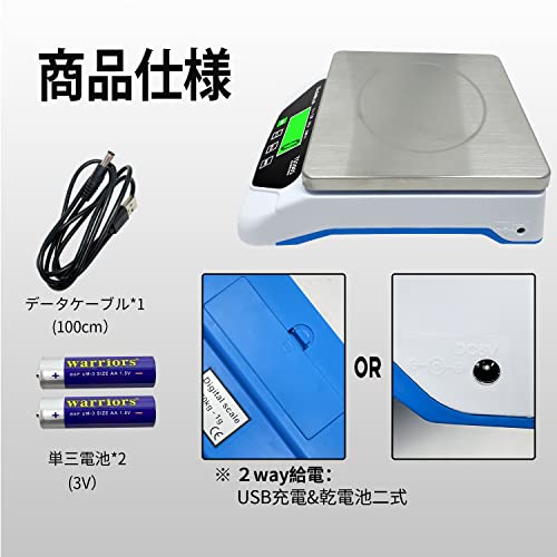 Sutekus Digital Platform Scale, 1g Increments, Weighs up to 30kg, with Tare Function, Auto-Off, and AA Batteries (Stainless Steel Weighing Pan)