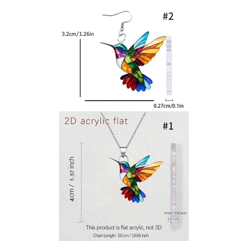 Hummingbird Earrings Stylish Jewelry Elegant Necklace Everyday Wear Jewelry Acrylic Texture Present for Trendsetters