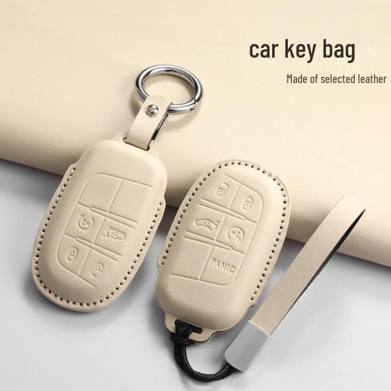 Leather Car Key Holder for Jeep Compass and Dodge Renegade