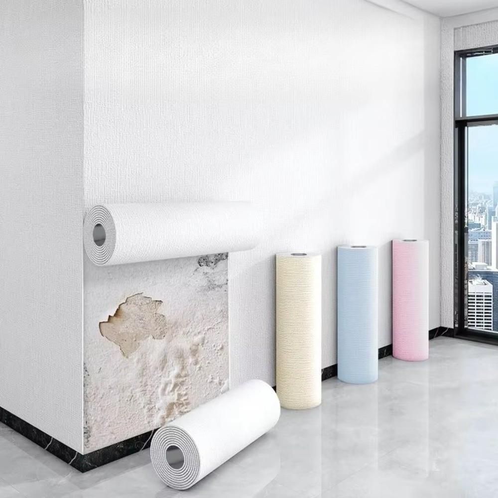 Linen 3D Wall Stickers Waterproof Self-adhesive Wallpaper Moisture-proof Anti-collision Living Room Wall Mat