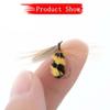 18 Pièces 2 Styles Mixtes Leurre Insecte Pour Pêche à la Mouche Truite Mouches Sèches Appât Papillon Jaune&Appât Bourdon Avec Boîte à Mouches
