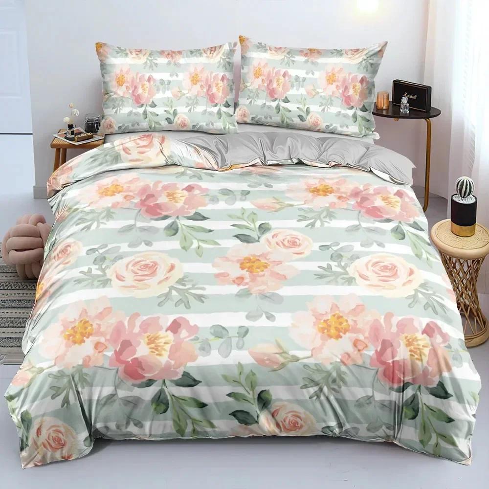 Top Gold Black Flowers Bedding Set Boys Girls Twin Queen Size Duvet Cover Pillowcase Bed Kids Adult Fashion Home Textileextile