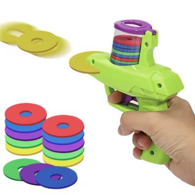 Kids Outdoor Foam Disc Gun Toy Double Launcher Interactive Parent-Child Flying Game Shooting Toy for Children