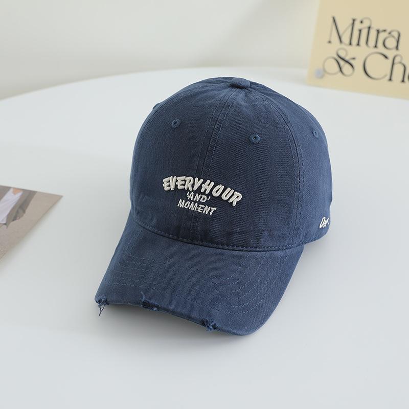 

New Embroidered Baseball Cap for Girls Japanese Wide Brim Slim Soft Top Hat Pure Cotton Versatile Duck Tongue Adjustable
