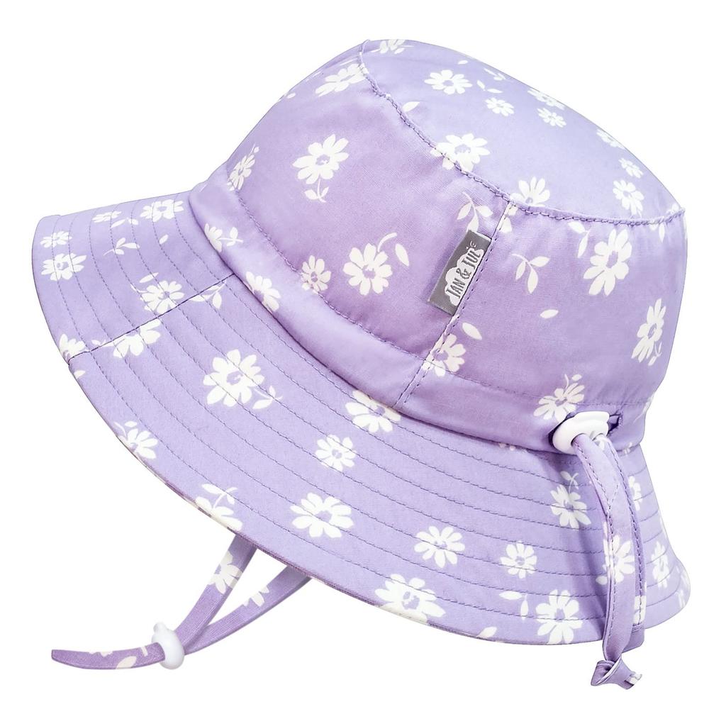 Girls Cotton Bucket UV Sun Hat Purple [JAN & JUL] Hat, Foldable, 50+UPF Protection, Baby/Toddler (M 6-24 Months, Daisy)