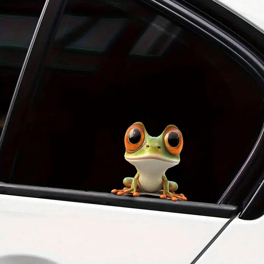 Quirky Big-eyed Frog Glass Car Beautification Decoration Window Sticker